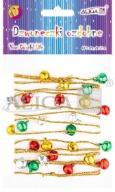 Dzwoneczki ozdobne DZW-4350 na złotym sznureczku, dł. 2m