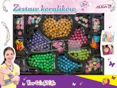 Zestaw koralików plastikowych PJ-2029 mix kol.i kształtów,op.ok.275szt. 2 żyłki 120cm PROM