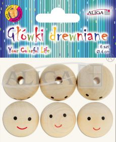 Główki drewniane PJG-2554 rozm. 4cm, op. 6szt.