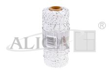 Sznurek bawełniany SBW-119 biały ze srebrną nitką, 3mm 100m (splot 21 nitek)