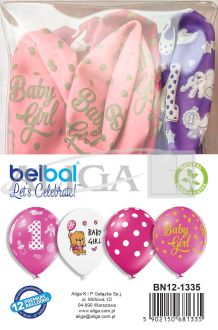 Balony BN12-1335 mix wzorów dziewczęcych, op.12szt.PROM