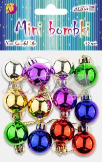 Mini bombki BOM-4329 ze sznureczkami, rozm. 25mm, op. 12szt.