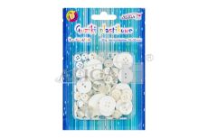 Guziki plastikowe GUZ-7580  białe, mix rozm., 10-30mm, op. 30g