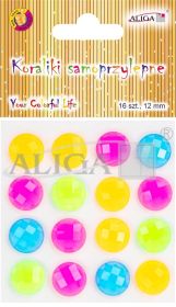 Dżety JET-8701 kryształki samoprzylepne 12mm, mix kolorów, blist. 6,5x7cm PROM