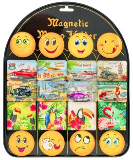 Magnesy MG-6647-MIX 1, 20szt./1 blacha : samochody, ptaki, buźki PROM