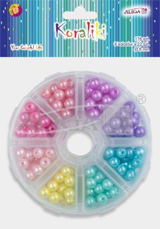 Zestaw plastikowych, perłowych koralików PJ-0569 w pudełku, 8mm op.176szt.