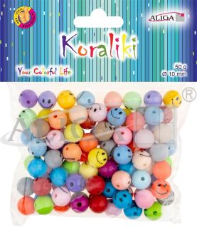 Koraliki PJ-2119 plastikowe z buźkami, rozm. 7mm, op. 50g