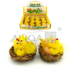 Kurczaki wielkanocne WKZ-8253 w gniazdkach 5,5 cm. 1 box zawiera 12 szt., 2 wzory. 