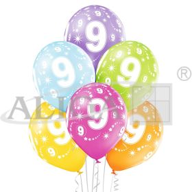 Balony BN06-199 - 9 urodziny -op.6 szt.