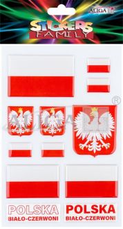 Naklejki wypukłe NK-0666 w barwach narodowych, rozm. 14x21cm