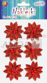 Naklejki NKX-4411 świąteczne, przestrzenne, z brokatem, rozm. 3x3cm, op. zawiera 6szt.