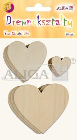 Serca drewniane PK-2608 mix rozmiarów, op. 15szt.