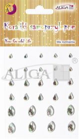 Dżety JET-2367 kryształki samoprzylepne łezki bezbarwne mix rozm.