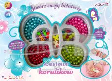 Zestaw koralików plastikowych PJ-1961 mix kol. i kształtów, op. ok.150szt.   żyłka 120cm PROMO