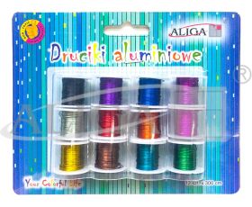 Druciki aluminiowe DA-3687 na szpulkach  0,3 mm x 3 m. 12 kol.