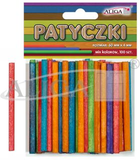 Patyczki PK-0159 mix kolorów op. 100szt. 60x4mm PROM