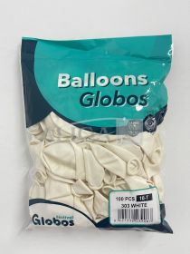 Balony BAL23-303M metal., kolor biały, rozm. 23cm, op. 100szt.