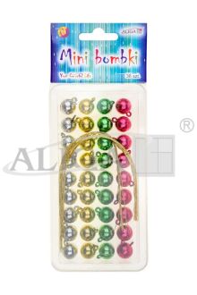 Mini Bombki BOM-5419 rozm.15mm, op. 36szt. 36 sznureczków o dł.19cm