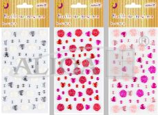 Dżety JET-7986 kryształki samoprzylepne "kwiatki", mix wzorów i kolorów, blist. 9x16cm