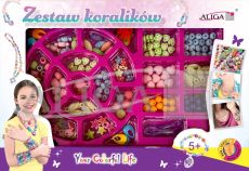 Zestaw koralików plastikowych PJ-1978 mix kol.i ksztatów,op.ok.150szt.  2 żyłki 120cm PROM