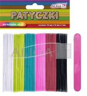 Patyczki PK-1046 mix kolorów, rozm. 114x10x2mm, op. 60szt.