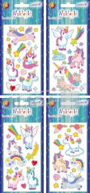 Naklejki laserowe NK-6631 "jednorożce" mix wzorów, rozm. 8 x 14,5 cm PROM