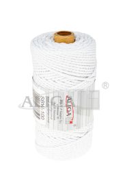Sznurek bawełniany SBW-100 biały 3mm x 100m (splot 21 nitek)