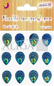 Dżety JET-3089 kryształki samoprzylepne pawie oczka 1,9x1,3cm