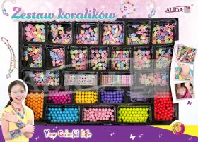 Zestaw koralików plastikowych PJ-2005 mix kol.i kształtów,op.ok.650szt. 2 żyłki 120cm PROM