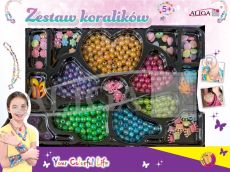 Zestaw koralików plastikowych PJ-2029 mix kol.i kształtów,op.ok.275szt. 2 żyłki 120cm PROM