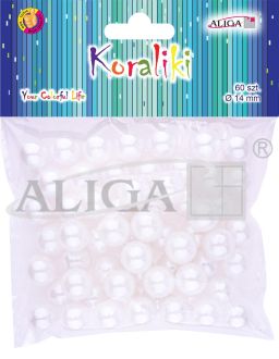 Koraliki plastikowe PJ-9517 perłowe, rozm. 14mm, op. 60szt.
