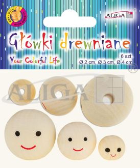 Główki drewniane PJG-2547 mix rozmiarów, op. 6szt.