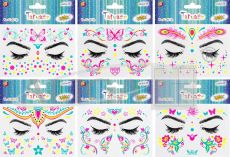 Tatuaże do twarzy TAT-6744 świecące w świetle UV, rozm. 15x10,5cm, mix wzorów